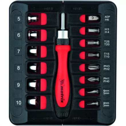 Отвертка реверсивная с набором бит и торцевых головок, 23 шт., CrV Matrix 11786 купить в Уфе