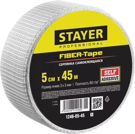 Серпянка самоклеящаяся FIBER-Tape, 5 см х 45м, STAYER Professional 1246-05-45 1246-05-45_z01 купить в Уфе