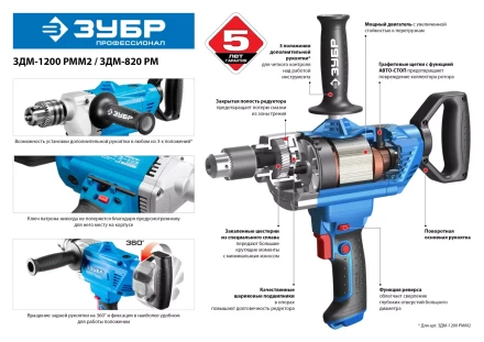 Дрель-миксер ЗДМ-1200 РММ2 серия ПРОФЕССИОНАЛ купить в Уфе