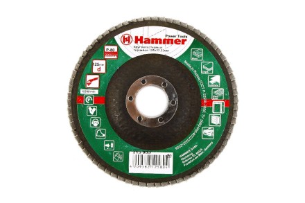 Круг Лепестковый Торцевой (КЛТ) HAMMER КЛТ 1 Ф125х22 Р80 213-009 купить в Уфе