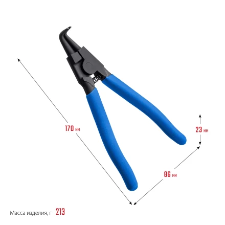 ЗУБР 170 мм, изогнутые губки, внешний съемник стопорных колец, Профессионал (22821-4) купить в Уфе