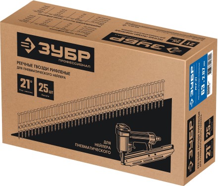 ЗУБР SN21 63 х 2.87 мм, реечные гвозди рифленые, 3000 шт (305392-63) купить в Уфе