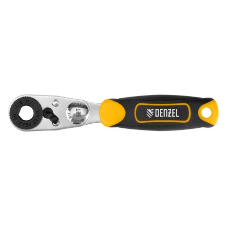 Ключ-трещотка для бит 1/4&quot; Denzel 11633, 52 зуба, CrMo, адаптер для торцевых головок Denzel купить в Уфе