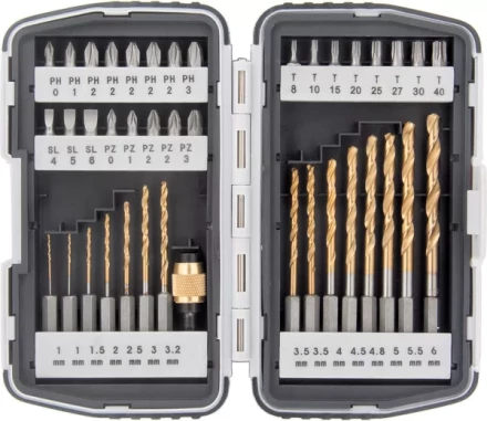 Набор бит и свёрел,магнитный адаптер,CrV, в пласт. боксе,40шт MATRIX 11322 купить в Уфе