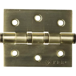 Петля универсальная ЗУБР "ЭКСПЕРТ", 2 подшипника, цвет мат. латунь (SB), с крепежом, 75х63х2,5мм, 2 шт 37601-075-3