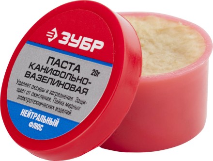 Паста ЗУБР паяльная канифольно-вазелиновая, пластиковая банка, 20гр 55475-020 купить в Уфе