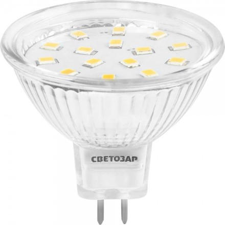 Лампа СВЕТОЗАР светодиодная &quot;LED technology&quot;, цоколь GU5.3, теплый белый свет (3000К), 220В, 3Вт (25) 44550-25_z01 купить в Уфе