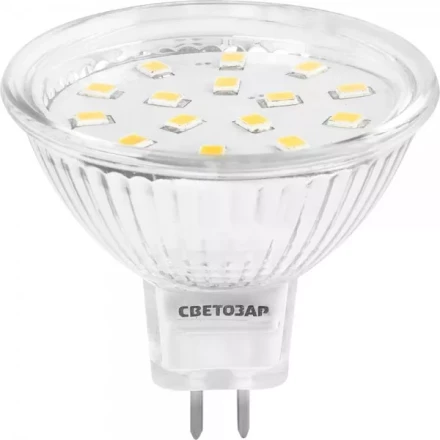 Лампа СВЕТОЗАР светодиодная "LED technology", цоколь GU5.3, теплый белый свет (3000К), 220В, 3Вт (25) 44550-25_z01 купить в Уфе