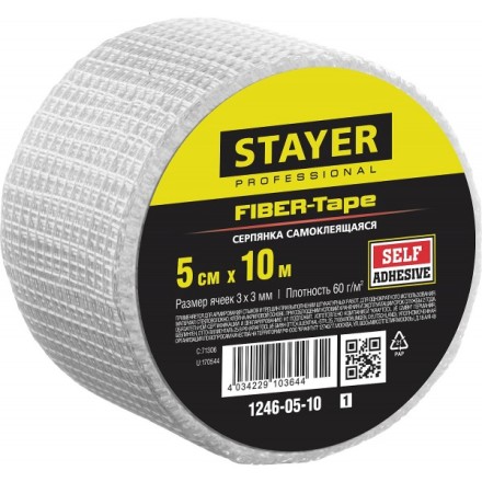 Серпянка самоклеящаяся FIBER-Tape, 5 см х 10м, STAYER Professional 1246-05-10 1246-05-10_z01 купить в Уфе