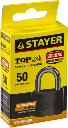 Замок STAYER &quot;STANDARD&quot; навесной, металлический корпус, закаленная дужка, 50 мм 37160-50 купить в Уфе