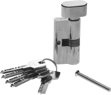 Механизм ЗУБР &quot;ЭКСПЕРТ&quot;цилиндровый, повышенной защищенности, тип &quot;ключ-защелка&quot;, цвет хром, 6-PIN, 60мм 52107-60-2 купить в Уфе