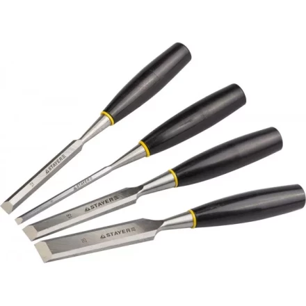 Набор: Стамески плоские с пластмассовой ручкой, 6/12/18/25, 4шт, STAYER 1820-H4 купить в Уфе