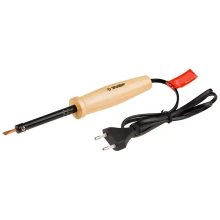 Электропаяльник ЗУБР &quot;МАСТЕР&quot; с деревянной рукояткой и долговечным жалом, форма клин, 25Вт 55405-25_z01 купить в Уфе