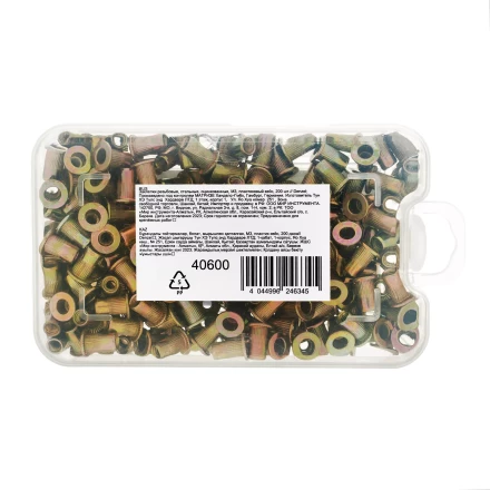 Заклепки резьбовые, стальные, оцинкованные, М3, пластиковый кейс, 200 шт. Denzel 40600 купить в Уфе