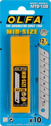 Лезвия OLFA сегментированные для OL-MT-1, 9 сегментов, 12,5мм OL-MTB-10B купить в Уфе