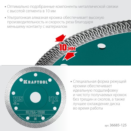 Диск алмазный для УШМ и плиткорезов супертонкие  ULTRA-THIN 36685-125 купить в Уфе