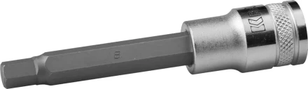 Торцовая бита-головка KRAFTOOL &quot;INDUSTRIE QUALITAT&quot;, удлиненная, материал S2, HEX, сатинированная, 1/2&quot;, H8 27909-08_z01 купить в Уфе