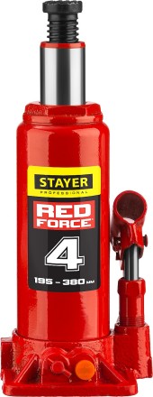 Домкрат гидравлический бутылочный &quot;RED FORCE&quot;, 4т, 195-380 мм, STAYER 43160-4 43160-4_z01 купить в Уфе
