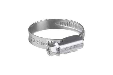 ЗУБР Х-9Н, 20 - 32 мм, накатная лента 9 мм, цинк, 50 шт, червячный хомут (37807-32) купить в Уфе