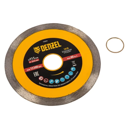 Диск алмазный отрезной 115 х 22,2 мм, сплошной, супертонкий, горячий пресс, мокрое резание// Denzel 73043 купить в Уфе
