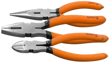 Набор губцевого инструмента из 3-х предметов №1 (плоскогубцы длинногубцы бокорезы) SPARTA 13544 купить в Уфе