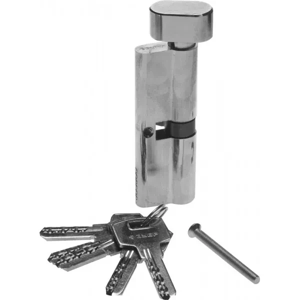 Механизм ЗУБР "ЭКСПЕРТ"цилиндровый, повышенной защищенности, тип "ключ-защелка", цвет хром, 6-PIN, 70мм 52107-70-2 купить в Уфе