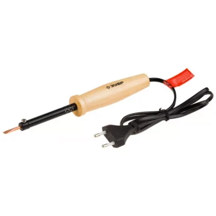Электропаяльник ЗУБР &quot;МАСТЕР&quot; с деревянной рукояткой и долговечным жалом, форма клин, 40Вт 55405-40_z01 купить в Уфе