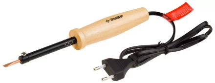 Электропаяльник ЗУБР &quot;МАСТЕР&quot; с деревянной рукояткой и долговечным жалом, форма клин, 40Вт 55405-40_z01 купить в Уфе