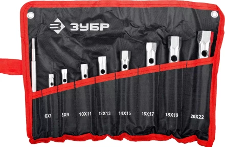 Набор ЗУБР &quot;МАСТЕР&quot;: Ключи торцовые, трубчатые двухсторонние, 6-22мм, с воротком, 9шт 27162-H9 купить в Уфе