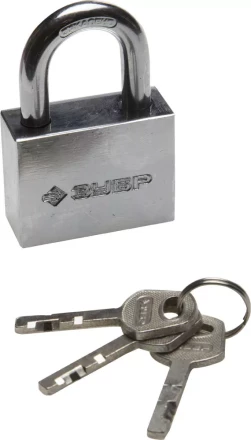 Замок ЗУБР "МАСТЕР" навесной, стальной корпус, закаленная дужка, 50мм 3710-50_z01 купить в Уфе