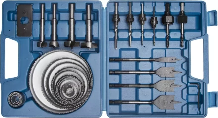 Набор ЗУБР &quot;ЭКСПЕРТ&quot; Коронки по дереву 19-127мм, державка 19-30мм, державка с опорн. осн., ключ имбус., сверла, 28 пред 29555-H28 купить в Уфе