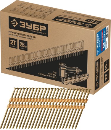 ЗУБР SN21 50 х 2.87 мм, реечные гвозди рифленые оцинкованные, 3500 шт (305393-50) купить в Уфе