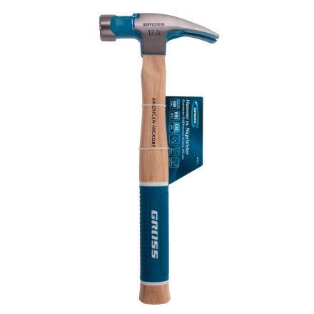 Молоток-гвоздодер GROSS 10413, 380 г, угол 75, магнит, обрезиненная рукоятка American Hickory купить в Уфе