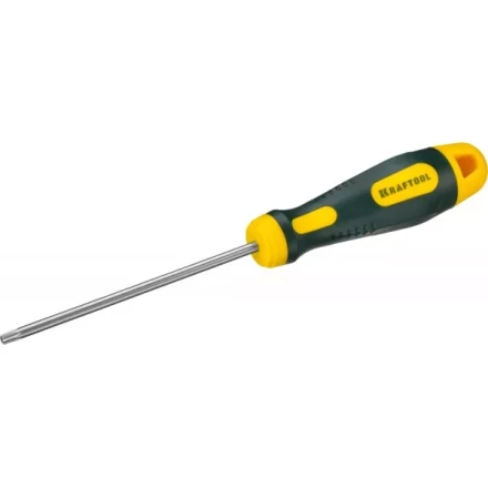 Отвертка KRAFTOOL, Cr-Mo-V сталь, двухкомпонентная противоскользящая рукоятка, TORX Hole, №20x100мм 250077-20-100 купить в Уфе