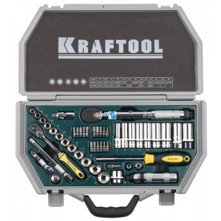 Набор торцовых головок KRAFTOOL &quot;INDUSTRIE QUALITAT&quot; (3/8&quot;) универсальный, Cr-V, пластиковый кейс, 49 предметов 27975-H49 купить в Уфе