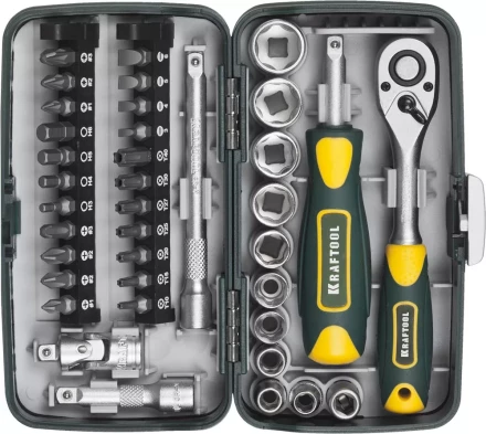 Набор KRAFTOOL &quot;INDUSTRIE&quot;: Слесарно-монтажный инструмент, компактный, 1/4&quot;, 38 предм 27970-H38 купить в Уфе