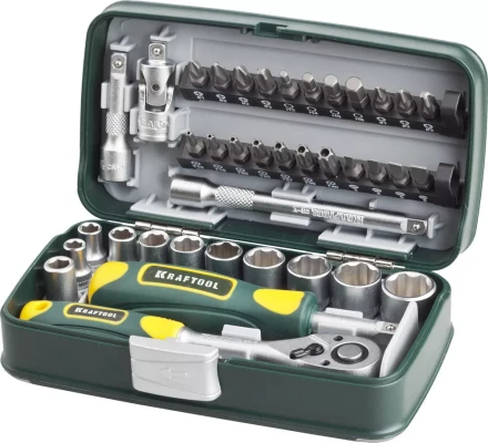 Набор KRAFTOOL &quot;INDUSTRIE&quot;: Слесарно-монтажный инструмент, компактный, 1/4&quot;, 38 предм 27970-H38 купить в Уфе