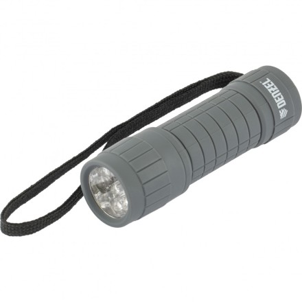 Фонарь светодиодный серый корпус с мягким покрытием 9 Led 3хААА Denzel 92612 купить в Уфе