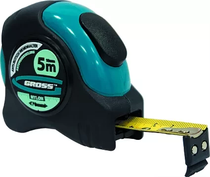 Рулетка &quot;Schlagfest&quot; 5 м x 19 мм магн. обрез зацеп двухст. шкала нейлон покр. автоматич  GROSS 31112 купить в Уфе