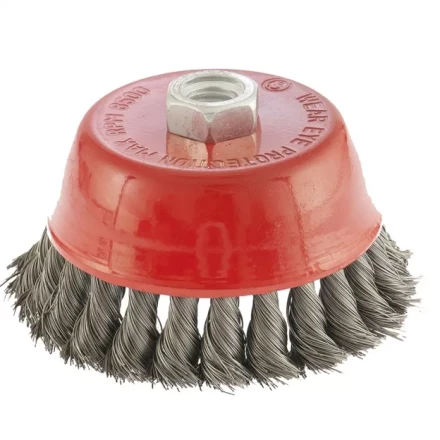 Щетка для УШМ, 100 мм, М14, &quot;чашка&quot;, крученая проволока 0,35 мм  MTX 74615 купить в Уфе