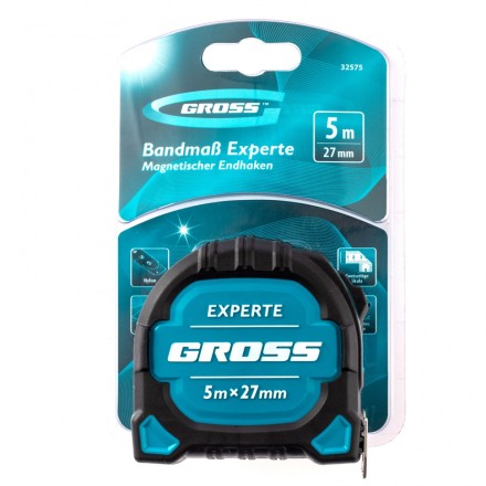 Рулетка нейлон Experte 5м x 27мм двухкомпон. корпус магнит двухстор. разметка Gross 32575 купить в Уфе
