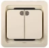 Выключатель СВЕТОЗАР &quot;ГАММА&quot; двухклавишный, с подсветкой, цвет бежевый, 10А/~250В SV-54135-B купить в Уфе