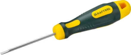 Отвертка KRAFTOOL, Cr-Mo-V сталь, двухкомпонентная противоскользящая рукоятка, SL, 2,5x60мм 250071-2.5-060 купить в Уфе