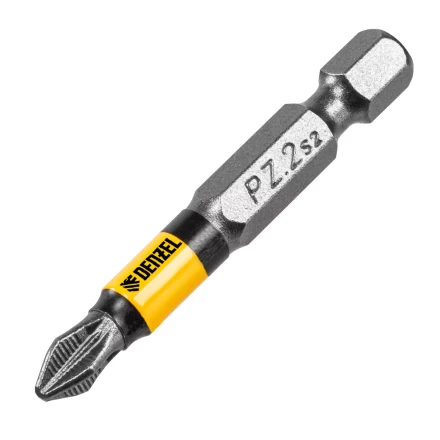 Бита PZ2х50, сталь легированная S2, 10 шт., круглый профиль, отрывная упаковка, Е 6,3 Denzel 11680 купить в Уфе