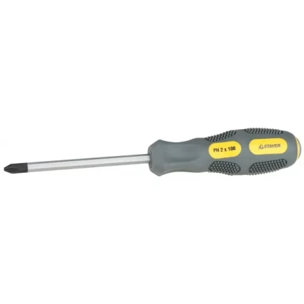 Отвертка STAYER &quot;PROFESSIONAL&quot; &quot;MAX-GRIP&quot; ударная, двухкомпонентная рукоятка, магнит наконечник, Cr-V, PH №1x75мм 25824-1-075 G купить в Уфе