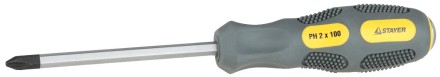 Отвертка STAYER &quot;PROFESSIONAL&quot; &quot;MAX-GRIP&quot; ударная, двухкомпонентная рукоятка, магнит наконечник, Cr-V, PH №1x75мм 25824-1-075 G купить в Уфе