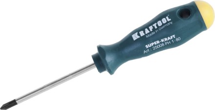 Отвертка KRAFTOOL, Cr-Mo-V закалённый стержень, двухкомпонентная противоскользящ рукоятка, PH 1x80мм 25008-1-080 купить в Уфе