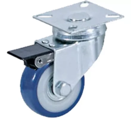 Колесо аппаратное поворотное SCvb 92 75 мм с тормозом (синяя резина) 1027150 купить в Уфе