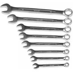 Набор ЗУБР "ПРОФИ": Ключ гаечный комбинированный, Cr-V сталь, хромированный, 8-19мм, 8шт 27028-H8