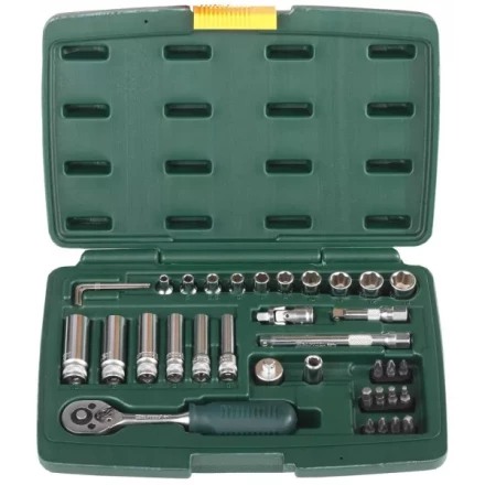 Набор KRAFTOOL &quot;INDUSTRIE QUALITAT&quot; Торцовые головки, 1/2&quot;, 1/4&quot;, 37 предметов 27881-H37 купить в Уфе